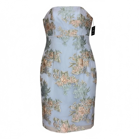 Lulus Upgraded Event Blue Jacquard Bustier Strapless Midi Dress XL Formal NWT - Picture 2 of 10